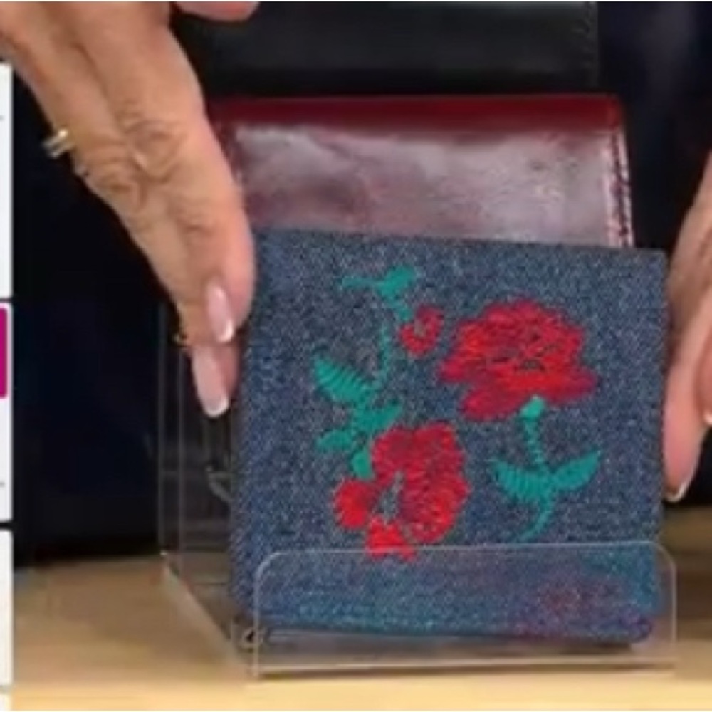 Denim floral wallet